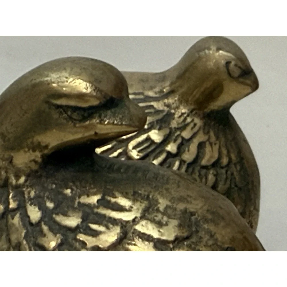 Vintage Lot Of‎ 2 Solid Brass Birds  quail/pheasant figurines Textured Pair